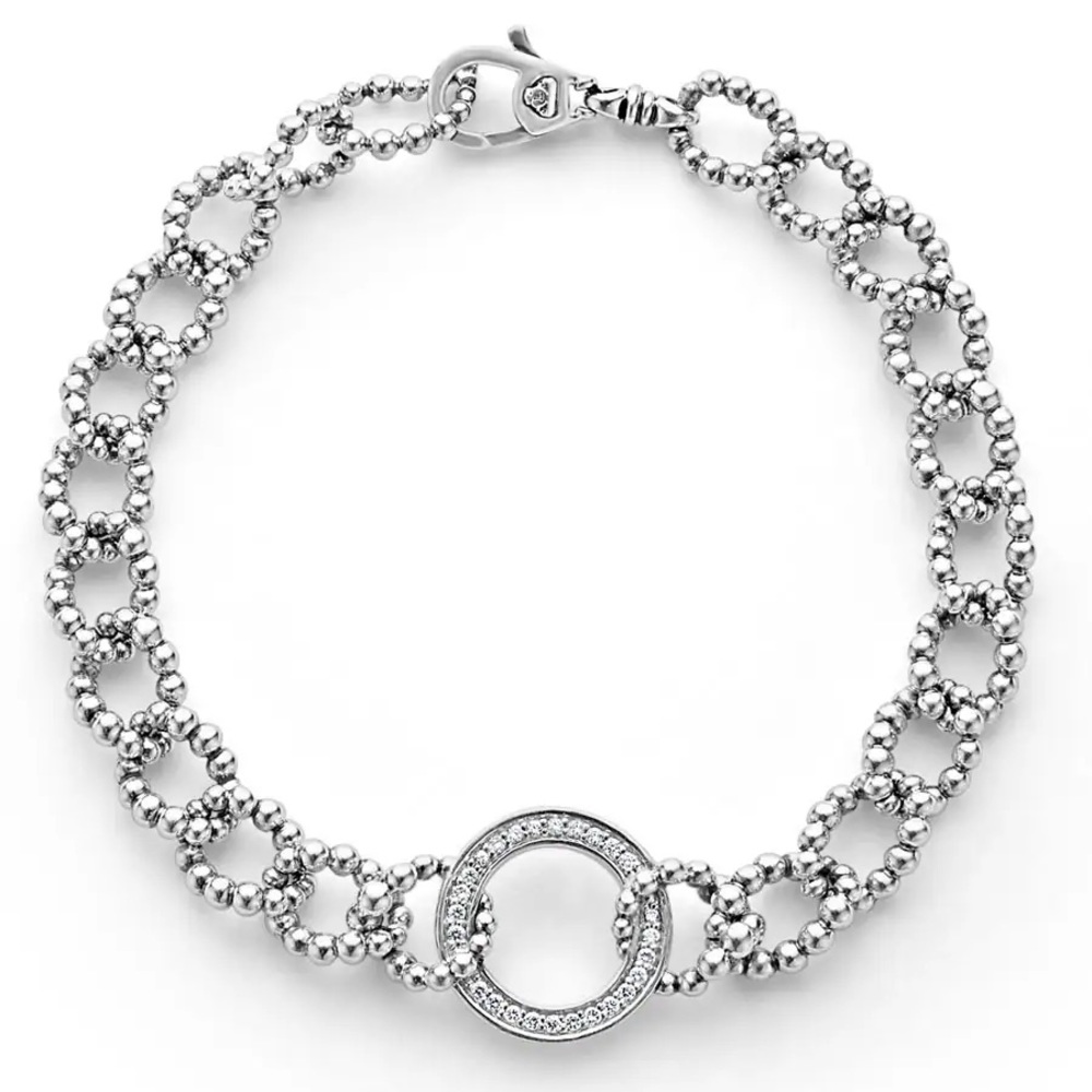 LAGOS Diamond Circle Caviar Link Bracelet